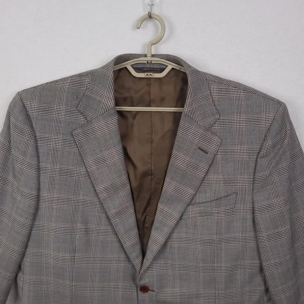 Trussini Blazer Mens 58 Gray Glen Plaid Wool Sport Coat Loro Piana Italy